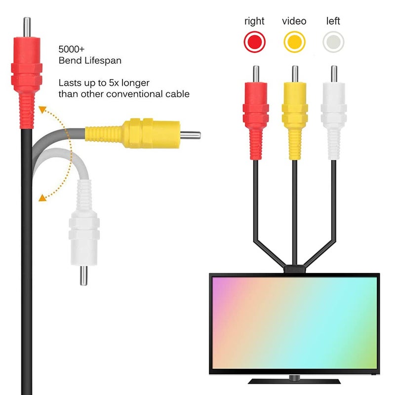 MUZHI كابل AV لجهاز PS2، سلك صوت وصورة لجهاز PS2 PS1 PS3، AV إلى RCA مركب صوت وصورة، سلك تلفاز متوافق مع بلاي ستيشن 1/2/3 (8.2 قدم) - Image 5